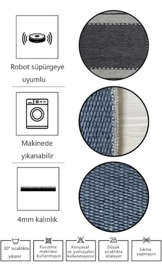Homefesto Şönil Dokuma Kilim Dekoratif Özel Tasarım Dokuma Taban Yıkanabilir Kilim