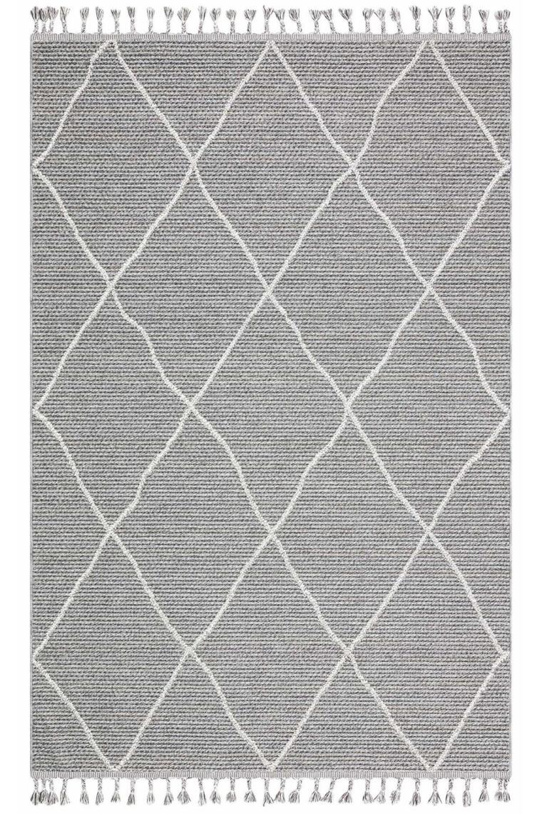 Eko Halı Soho Sh 02 Grey Gri Hav Vermez Etnik Örgü Ince Halı Kilim 200 x 290 cm