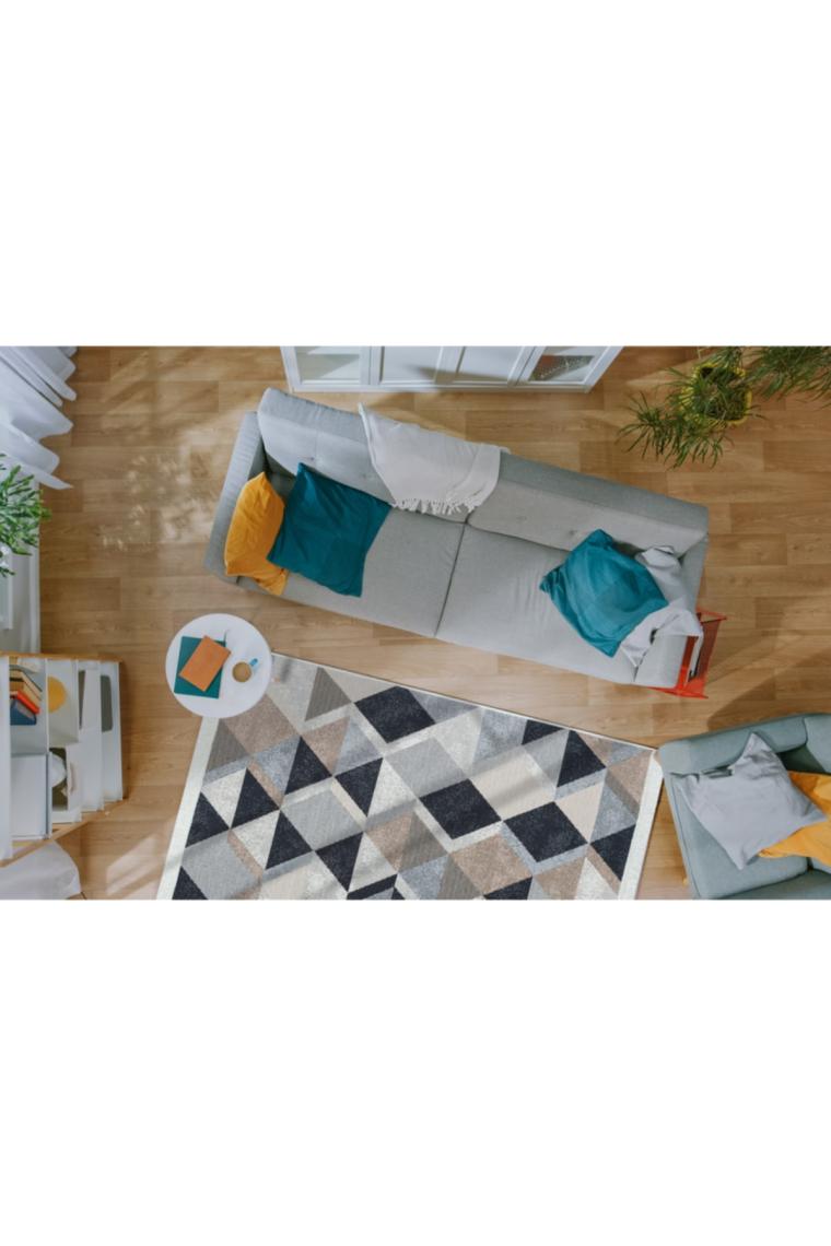 Eko Halı Arya Ar 10 Beige Bej Siyah Yıkanabilir Pamuk Etnik Kilim cm