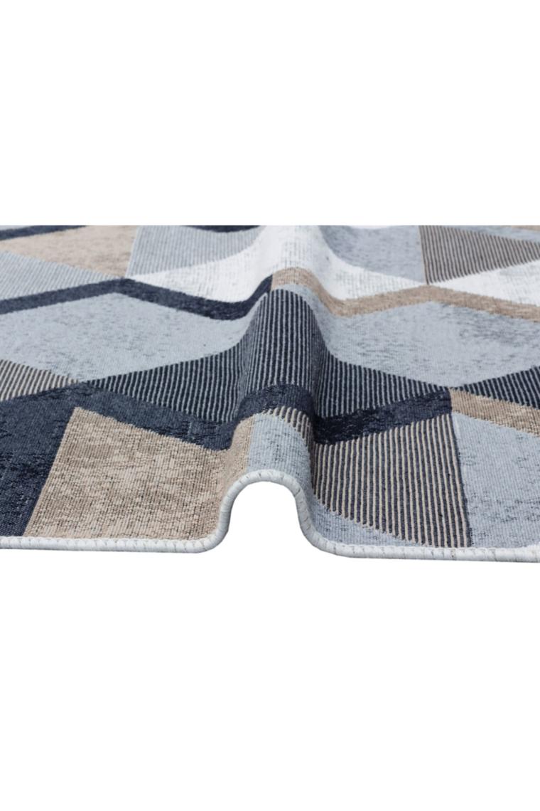 Eko Halı Arya Ar 10 Beige Bej Siyah Yıkanabilir Pamuk Etnik Kilim cm
