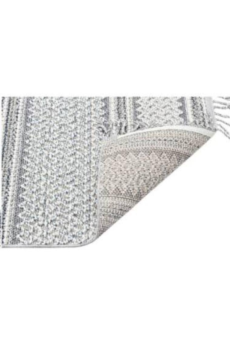 Eko Halı Soho Sh 05 Ivory Gri Hav Vermez Etnik Örgü Ince Halı Kilim 80 x 150 cm
