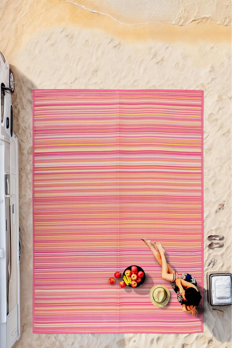 Melaris Plaj Karavan Halısı Hasır Kilim Katlanabilir Halı Balkon Teras Bahçe Kamp Halısı