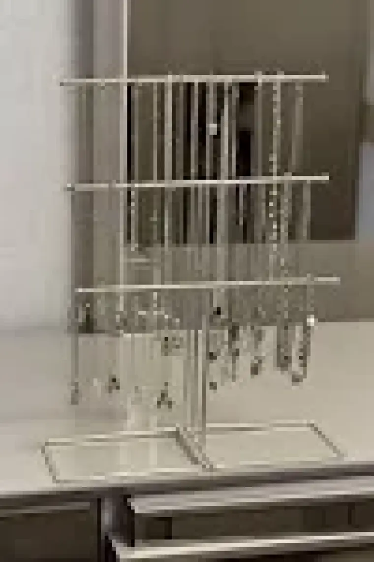 Lüks Gümüş Kaplama Takı Organizeri – Paslanmaz Çelik, 30X10X40 cm