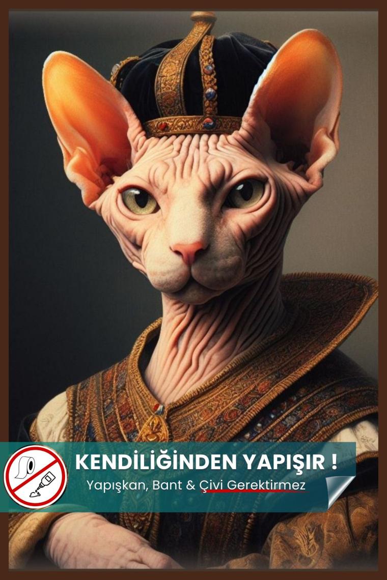 Pi Papers Sfenks Kedisi Posteri, Sfenks Kedi Posteri, Akıllı Kağıt Premium Poster, Yapay Zeka Tasarım