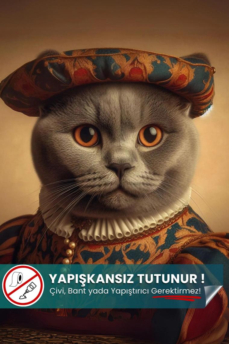 Pi Papers Scottish Fold Kedi Posteri, Scottish Kedi Posteri, Akıllı Kağıt Premium Poster, Yapay Zeka Tasarım