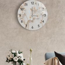 Çap 27 Cm Yapay Güller Dekoratif Cam Saat
