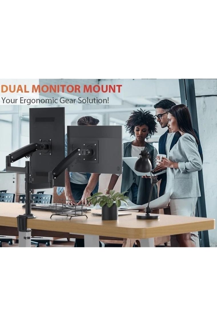 Nb Ergonomic Nb H180 17"-27" Çift Kol Amortisörlü Monitör Kolu 2-9 Kg Monitör Standı