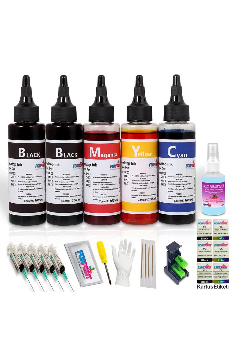 Canon Pıxma TS3450, MG2550S Yazıcı Uyumlu Forprint Dolum Seti 5X100ml