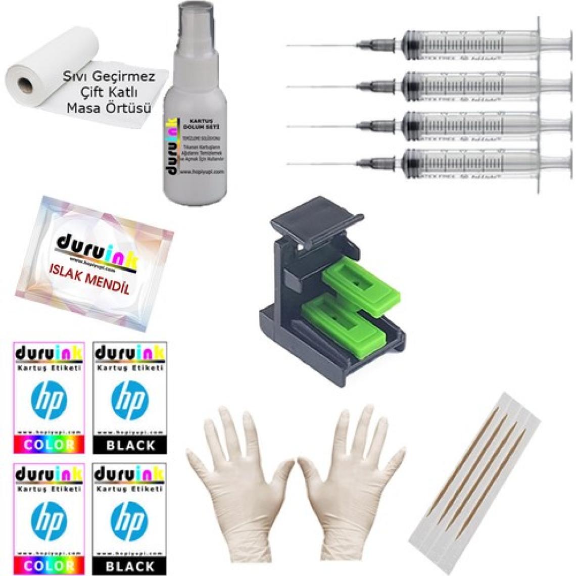 Duruink Hp 2600 2620 2630 2632 Kartuş Mürekkep Dolum Seti 2x100 ml Siyah