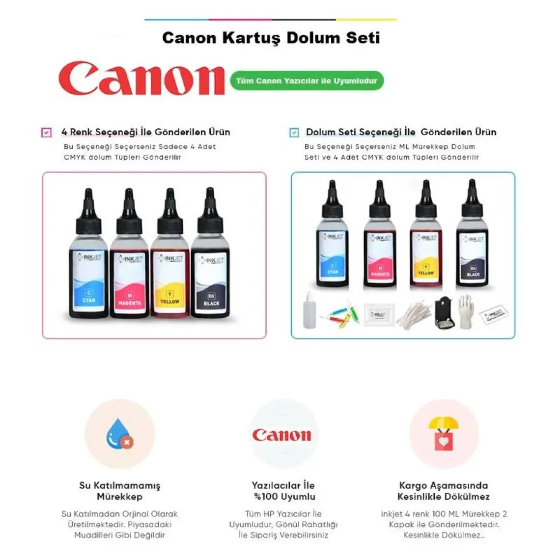 Canon Pixma E414 Yazıcı Için Kartuş Dolum Seti 4X100ML Pg-46 Cl-56 E474 E464 E484 E3340 E204 E304 Mürekkep Seti