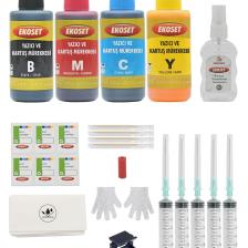 Ekoset hp 650 uyumlu Kartuş dolum seti 50 dolumluk 4X100ml