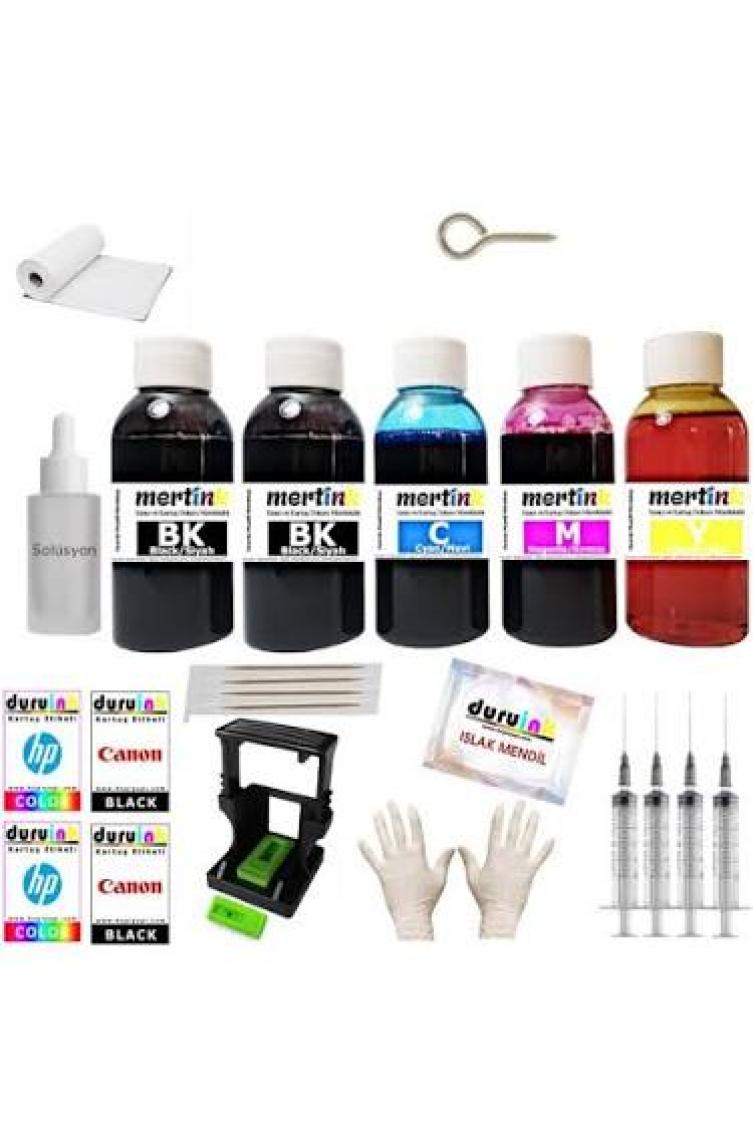 Mertink Canon E404 E414 Yazıcı Uyumlu Kartuş Dolum Seti  5 Li Set 5X100ML Mürekkep