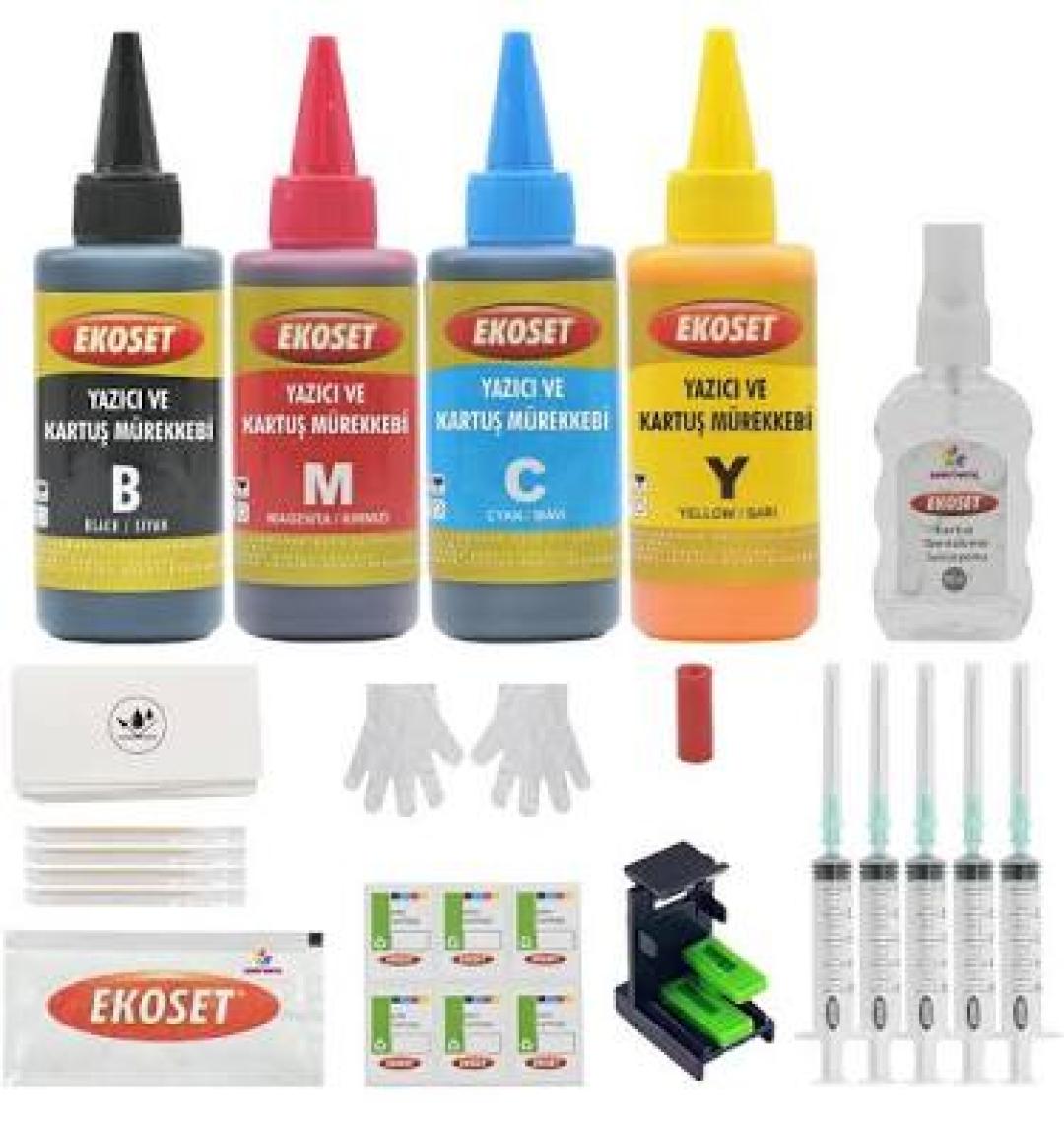 Ekoset Canon PG46/CL56 uyumlu Kartuş dolum seti 4X100ml E414/E474/E484/E3140 uyumlu