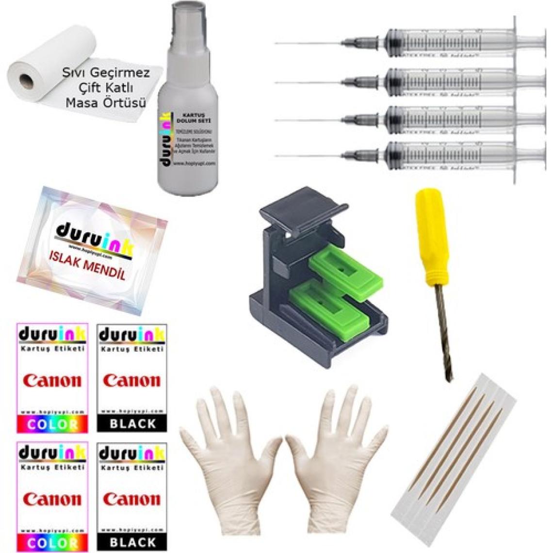 Duruink Canon E404 E414 E464 E474 E484 Kartuş Mürekkep Dolum Seti Pg 46 2x100 ml Siyah