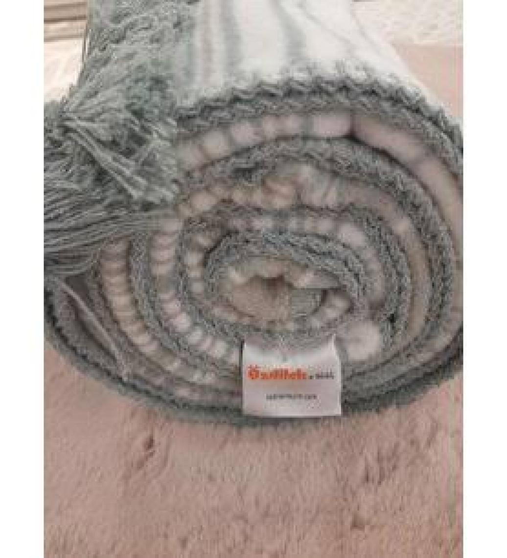 Özdilek Pamuklu Tv Diz Battaniyesi Tek Kişilik 130x170 Striped Mint 3396