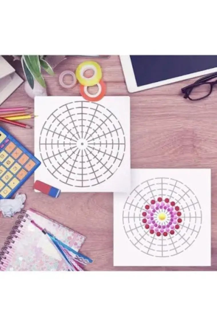 Mandala Art Fabric Dot Mandala Teknik Şablon 3'lü Set Mandala Tekniğiyle Dot Mandala Yapmak Isteyenler Için