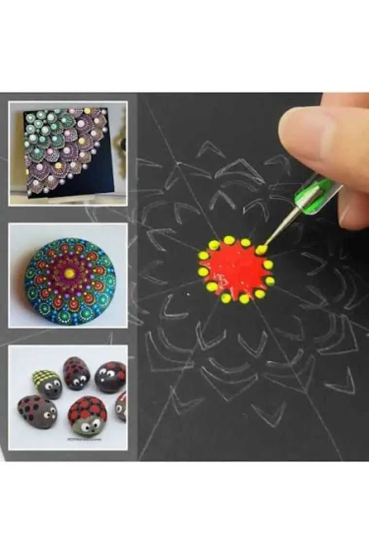 Mandala Art Fabric Dot Mandala Teknik Şablon 3'lü Set Mandala Tekniğiyle Dot Mandala Yapmak Isteyenler Için