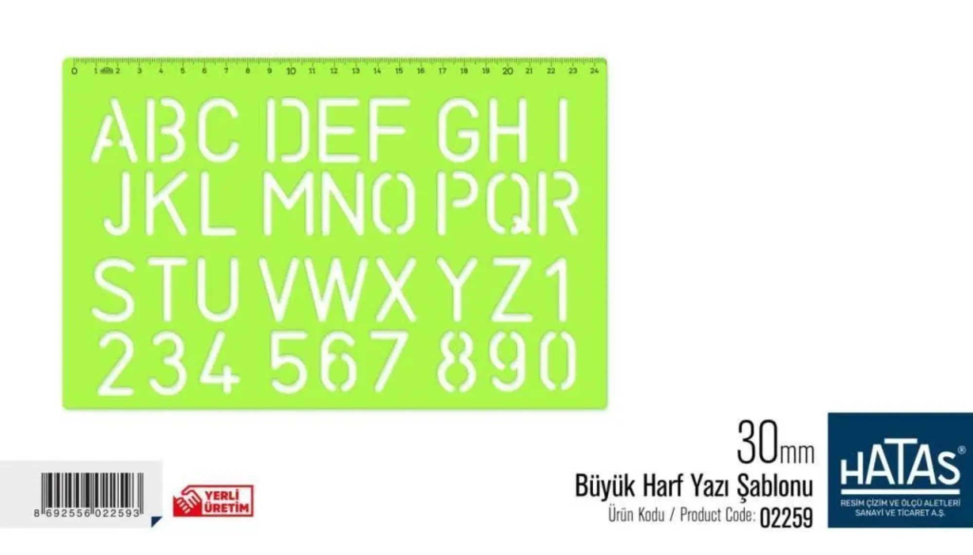 Hatas Büyük Harf Yazı Şablonu 30 Mm. No:02259