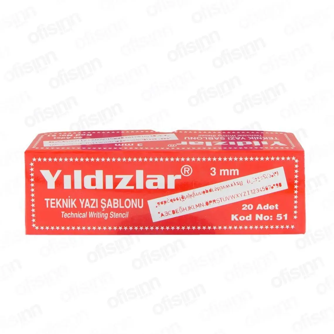 Yıldızlar Kod:051 Teknik Yazı Şablonu No: 3 mm