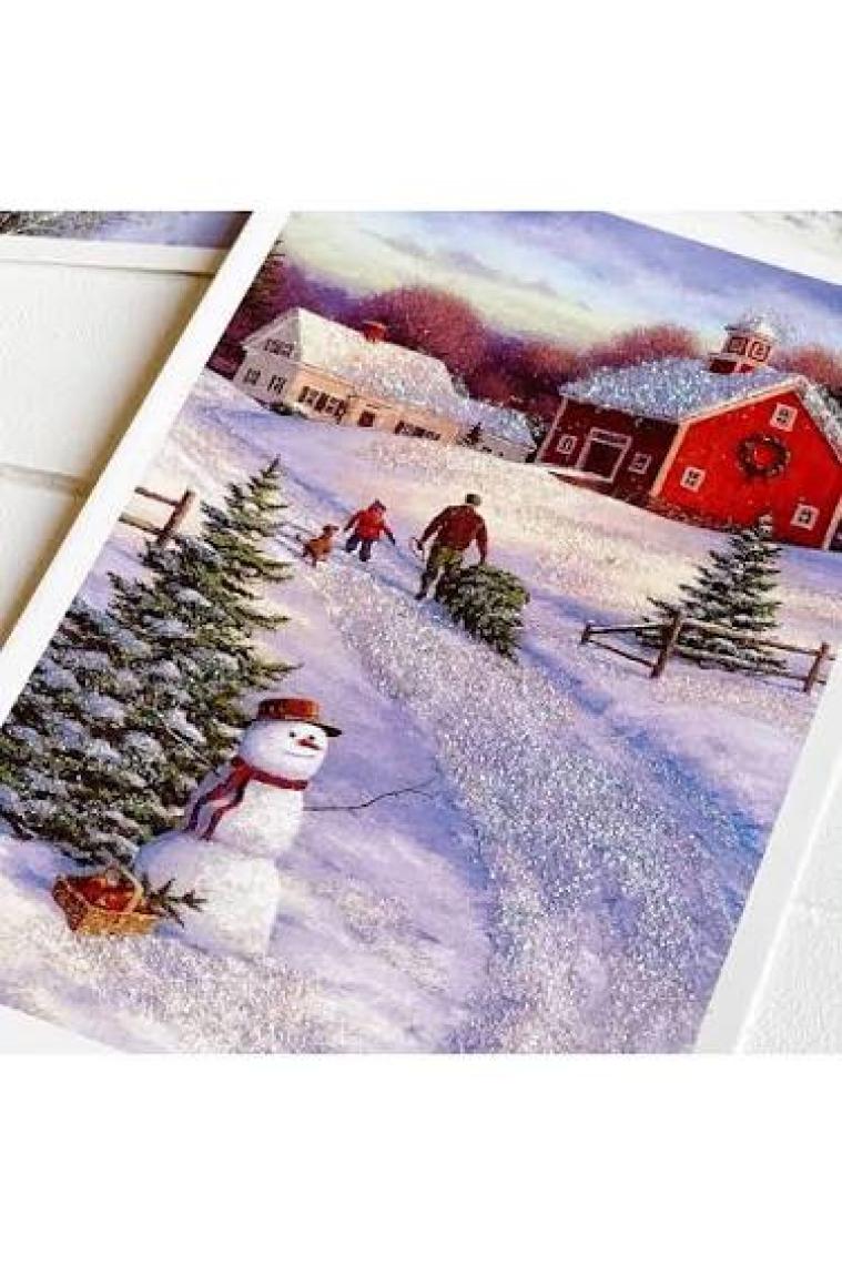 12li Simli Kartpostal Seti, Yılbaşı, Kırmızı Ev ve Kardan Adam