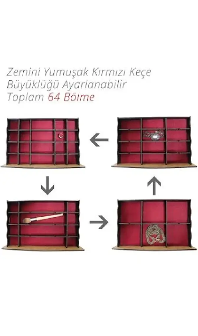 Design Otto Diamond Large Organizer Kozmetik Makyaj Kolye Küpe Yüzük Takı Kutusu Düzenleyici