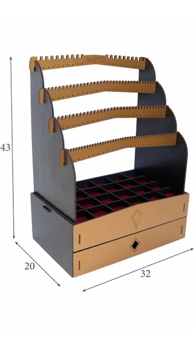 Design Otto Diamond Large Organizer Kozmetik Makyaj Kolye Küpe Yüzük Takı Kutusu Düzenleyici