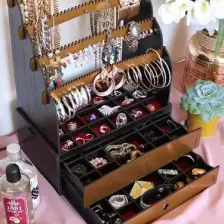 Design Otto Diamond Large Organizer Kozmetik Makyaj Kolye Küpe Yüzük Takı Kutusu Düzenleyici
