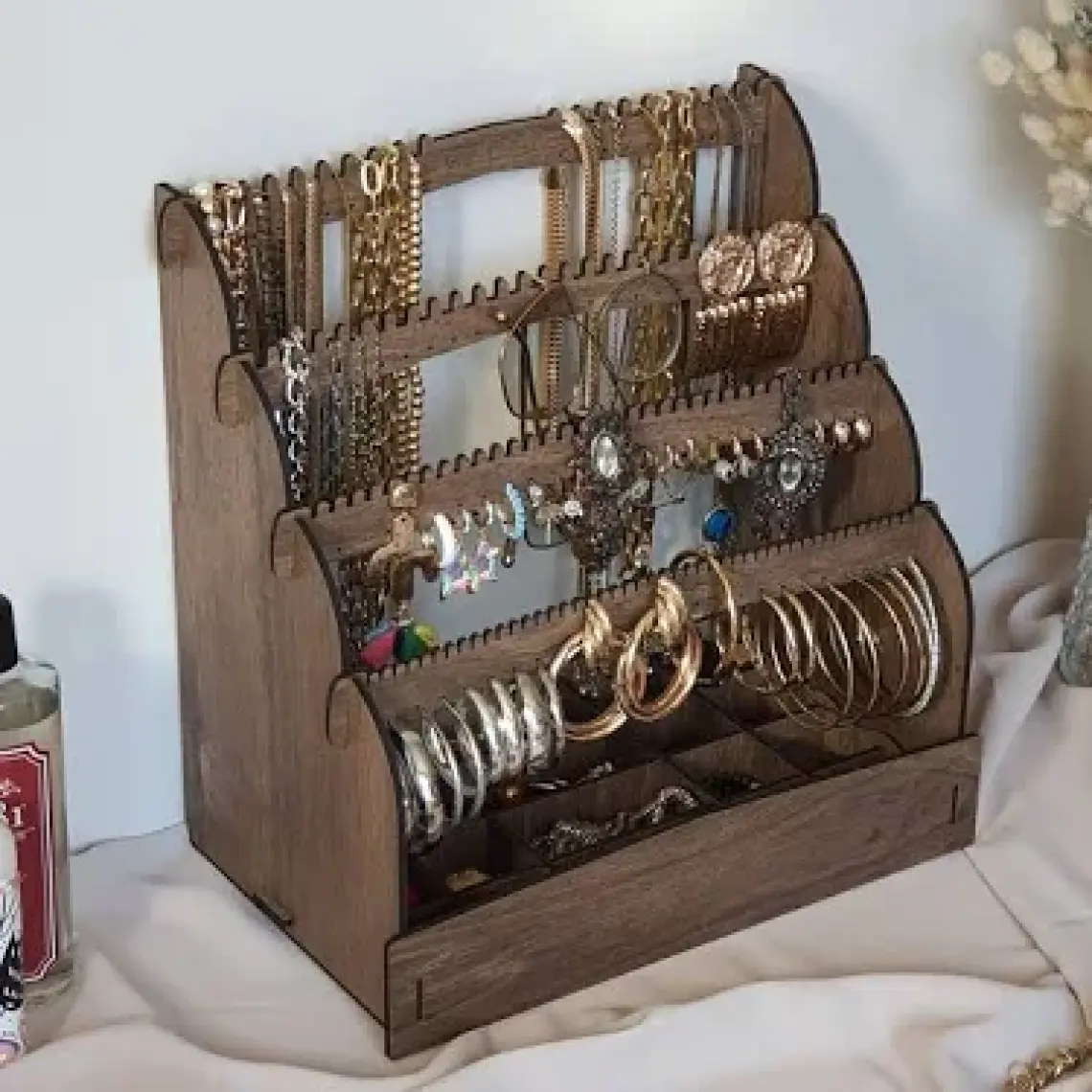 Design Otto Diamond Small Organizer Kozmetik Makyaj Kolye Küpe Yüzük Takı Kutusu Düzenleyici