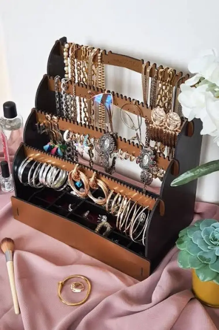 Design Otto Diamond Small Organizer Kozmetik Makyaj Kolye Küpe Yüzük Takı Kutusu Düzenleyici