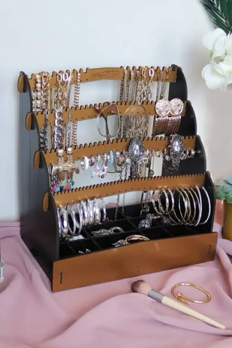 Design Otto Diamond Small Organizer Kozmetik Makyaj Kolye Küpe Yüzük Takı Kutusu Düzenleyici