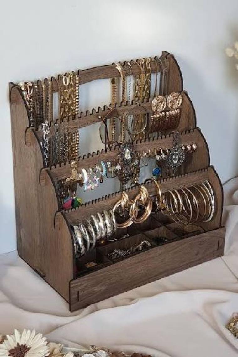 Design Otto Diamond Small Organizer Kozmetik Makyaj Kolye Küpe Yüzük Takı Kutusu Düzenleyici