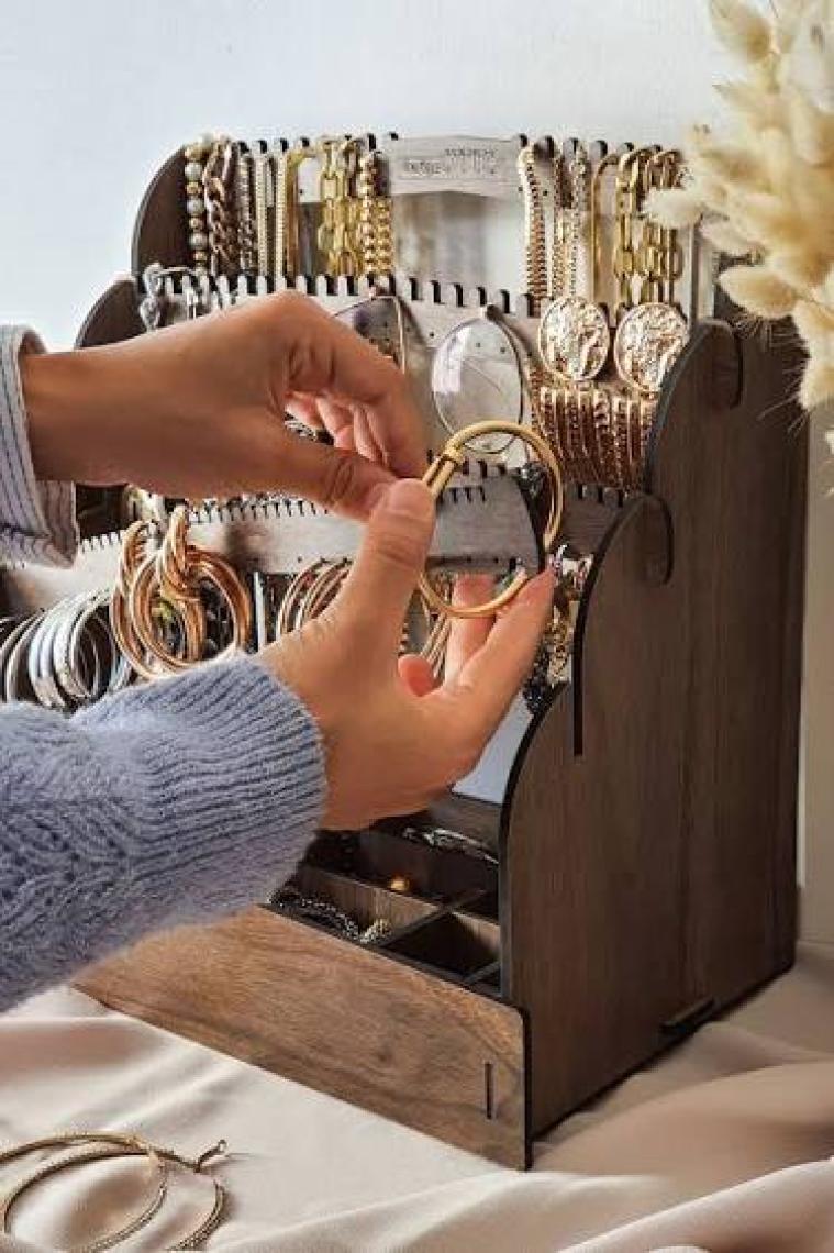 Design Otto Diamond Small Organizer Kozmetik Makyaj Kolye Küpe Yüzük Takı Kutusu Düzenleyici