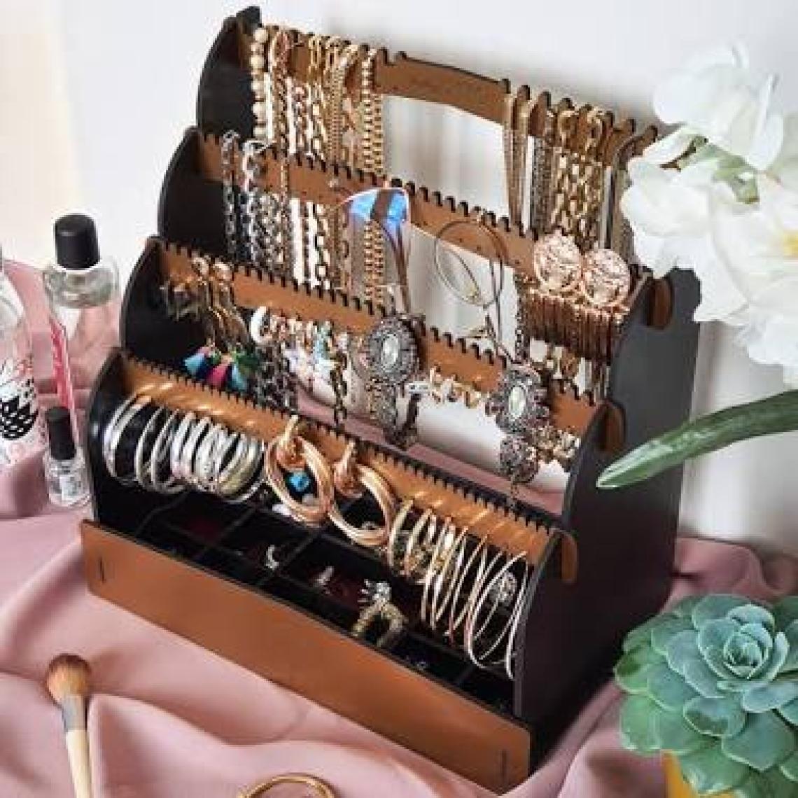 Design Otto Diamond Small Organizer Kozmetik Makyaj Kolye Küpe Yüzük Takı Kutusu Düzenleyici