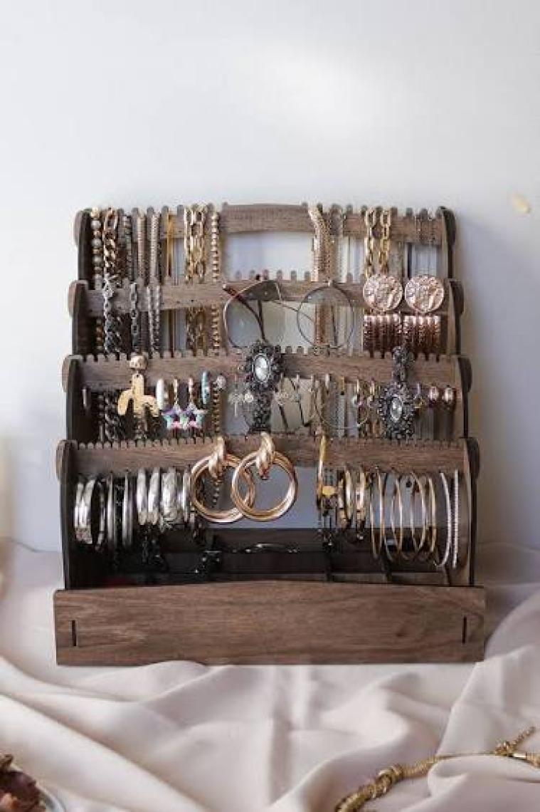 Design Otto Diamond Small Organizer Kozmetik Makyaj Kolye Küpe Yüzük Takı Kutusu Düzenleyici
