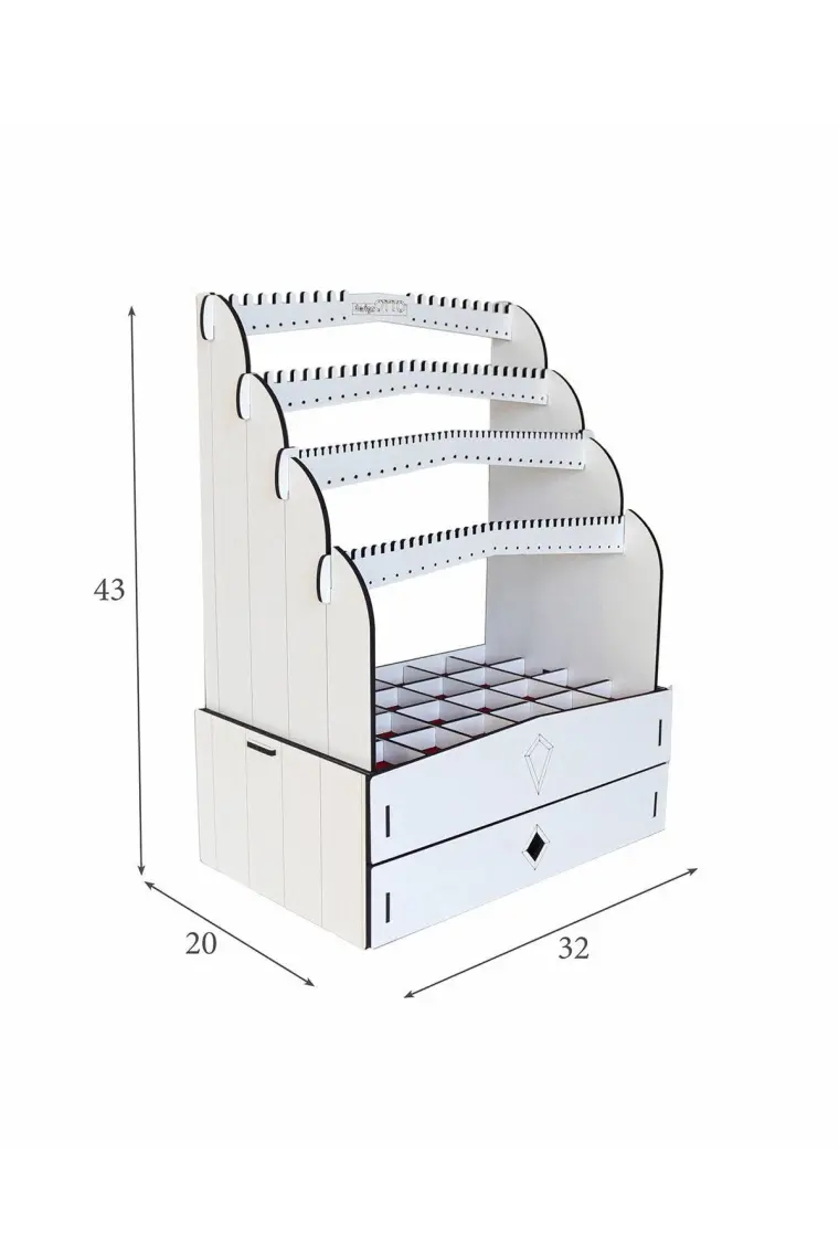 Design Otto Diamond Large Organizer Kozmetik Makyaj Kolye Küpe Yüzük Takı Kutusu Düzenleyici
