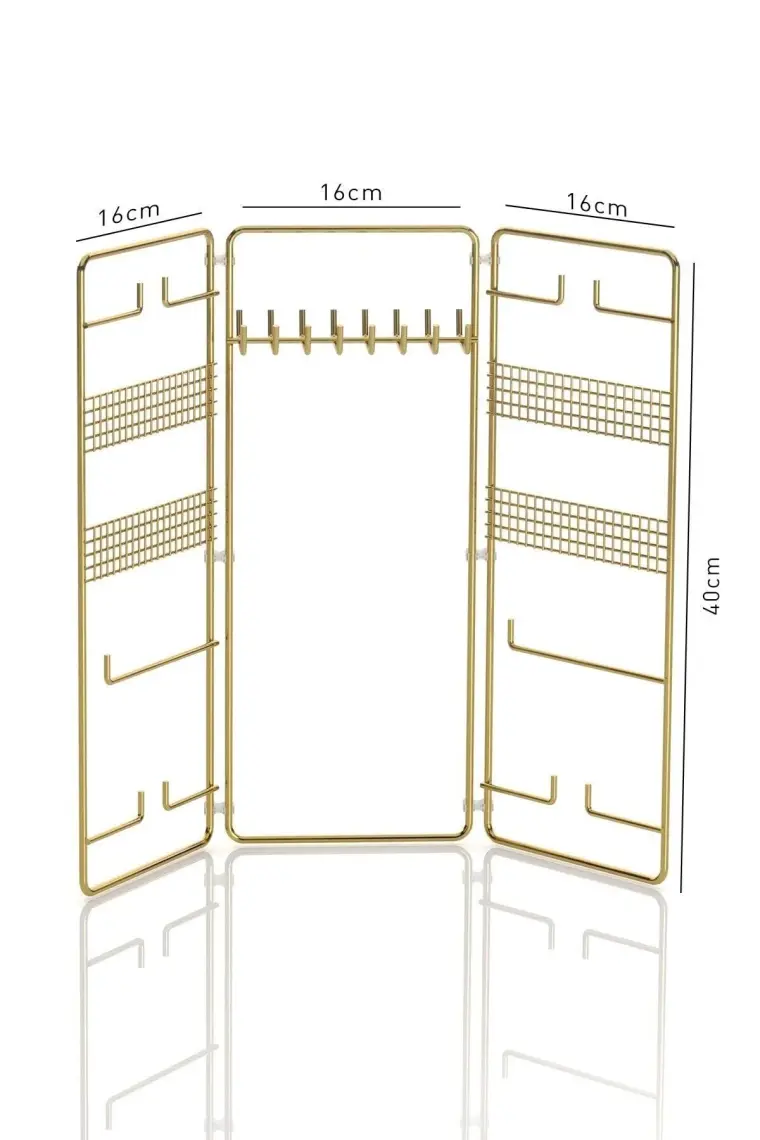 Tekno-tel Takı Aksesuar Standı Dekoratif Organizer Gold EG210