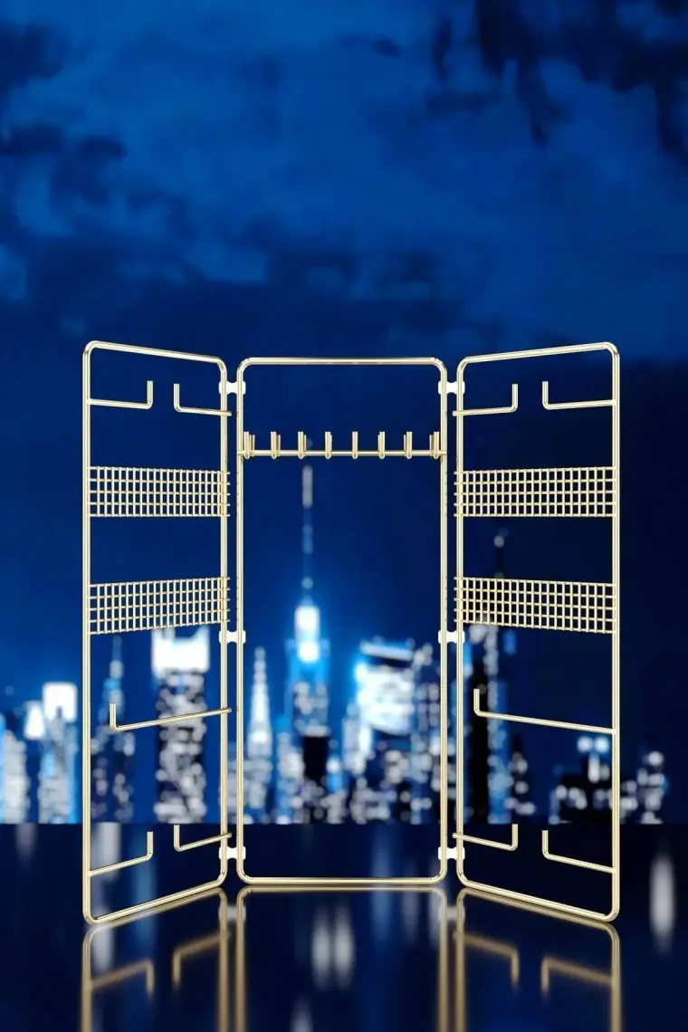 Tekno-tel Takı Aksesuar Standı Dekoratif Organizer Gold EG210