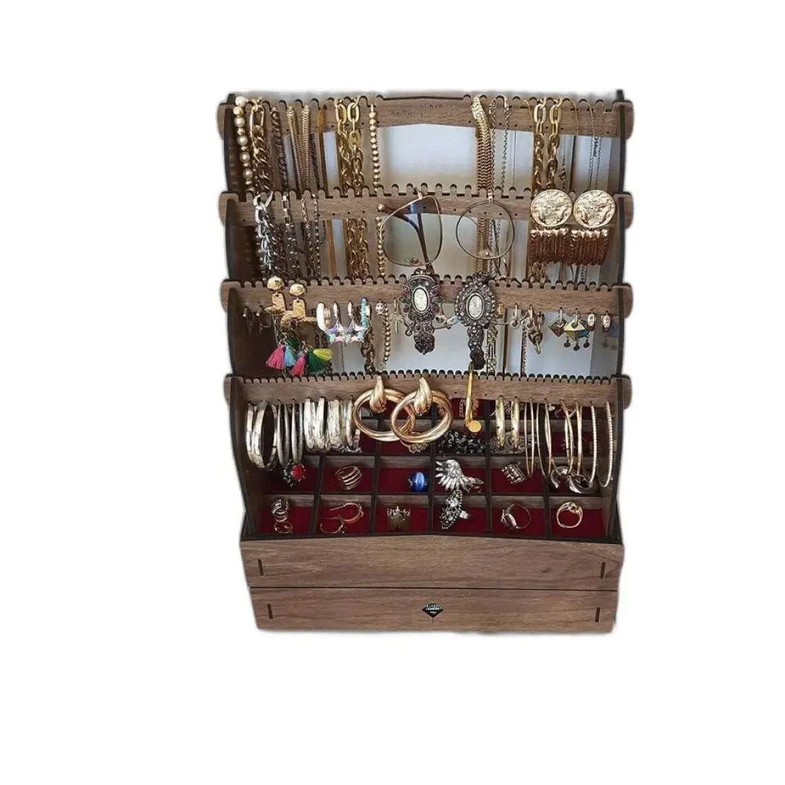 Design Otto Diamond Large Organizer Kozmetik Makyaj Kolye Küpe Yüzük Takı Kutusu Düzenleyici