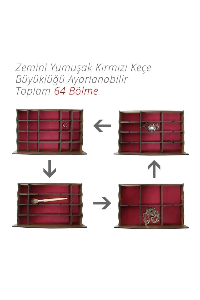 Design Otto Diamond Large Organizer Kozmetik Makyaj Kolye Küpe Yüzük Takı Kutusu Düzenleyici