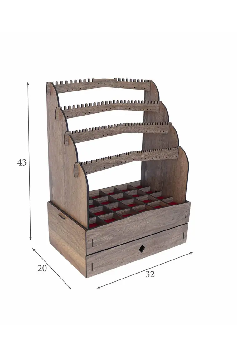 Design Otto Diamond Large Organizer Kozmetik Makyaj Kolye Küpe Yüzük Takı Kutusu Düzenleyici