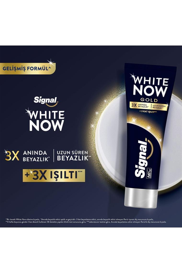 White Now Gold Beyazlatıcı Işıltı Diş Macunu 75ml X2 Fırça Kabı Hediye