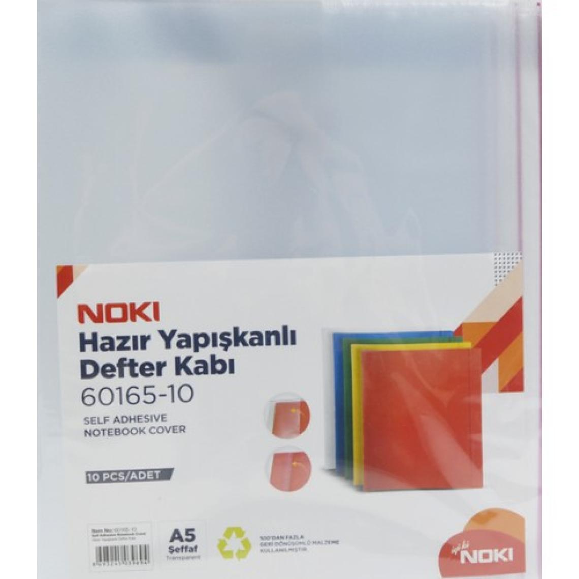 Noki Hazır Yapışkanlı Defter Kabı A5( KÜÇÜK BOY ) 10 Adet Şeffaf Beyaz