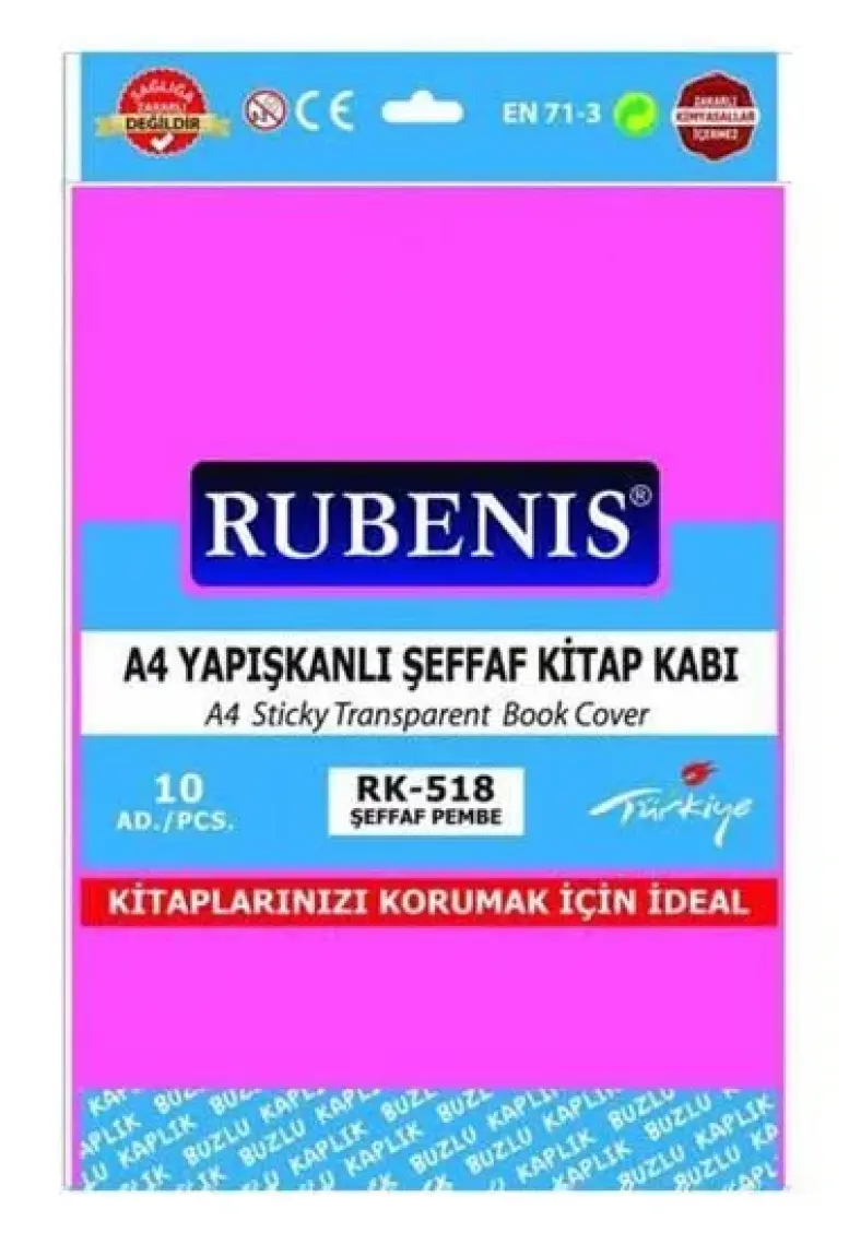 Rubenis Yapışkanlı Şeffaf Defter Kabı Yeşil - A4 - 10 Lu 2 PAKET
