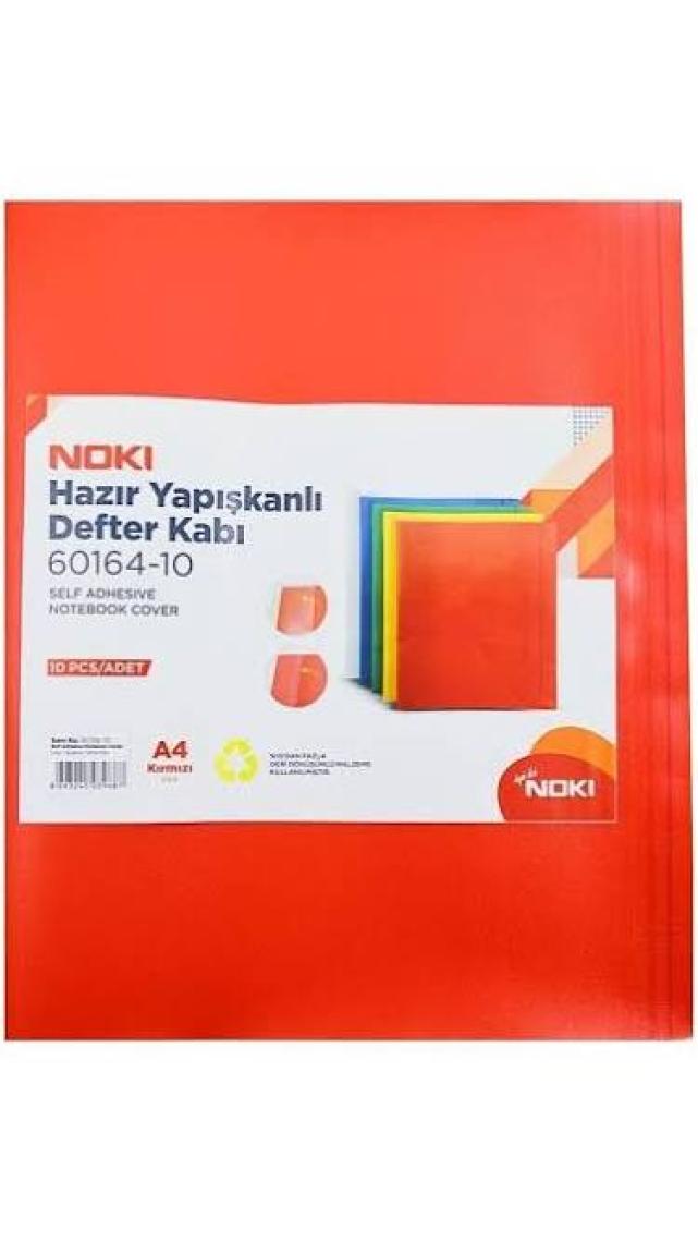 Noki Hazır Yapışkanlı Defter Kabı A4 10LU Kırmızı 60164-10