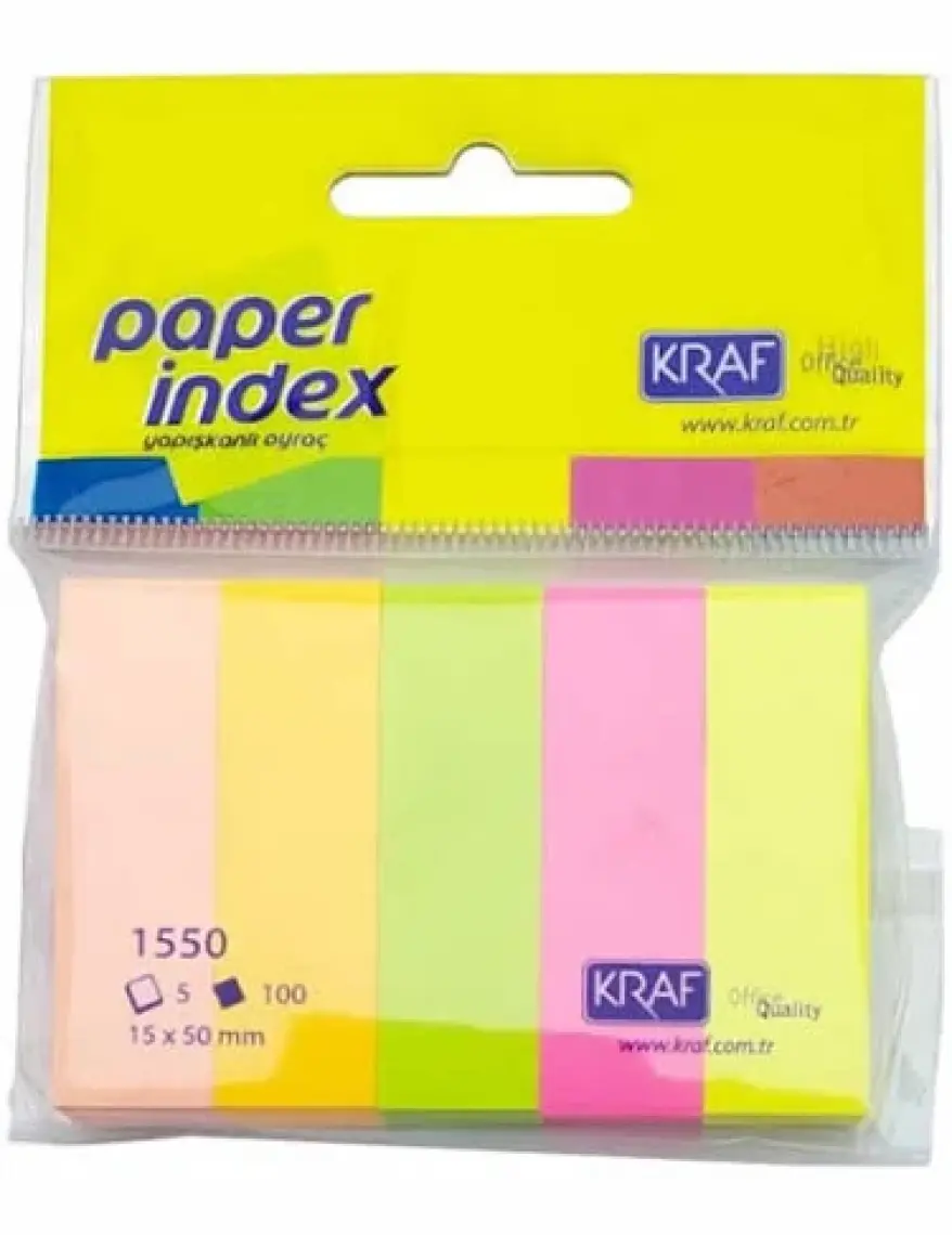 Kraf Kağit index 15X50Mm 5 Renk X 100 Sy 1550