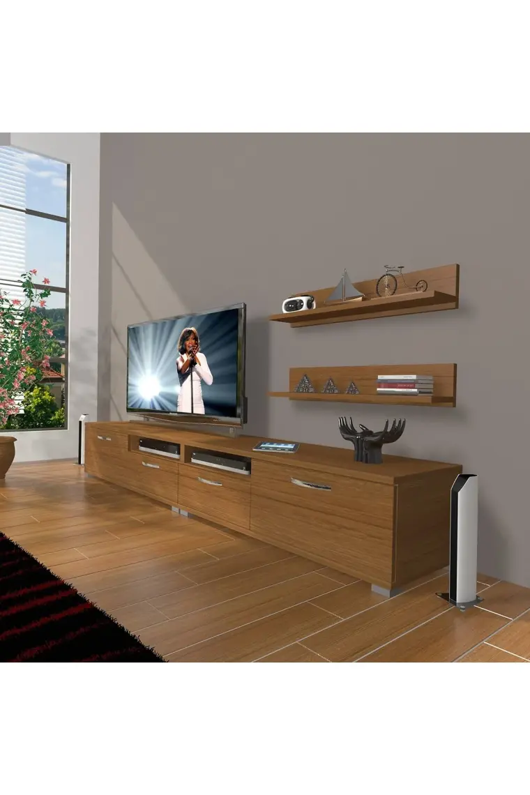 Decoraktiv Eko 220R Mdf Tv Ünitesi Tv Sehpası Beyaz Ceviz