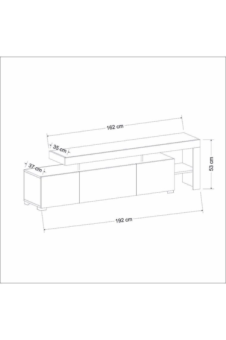 İnarch Dizayn Beliz LED Işıklı Tv Ünitesi, Tv Sehpası, Raflı - Traverten