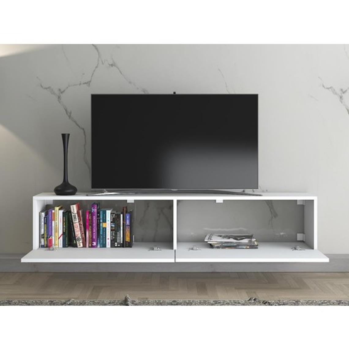 Wood'n Love Toprak 150 cm Duvara Monte Tv Ünitesi - Beyaz / Siyah