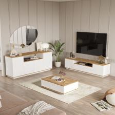 Yurudesign Future Tv Ünitesi Orta Sehpa Konsol 3'lü Set Çam-Beyaz FR18-AW