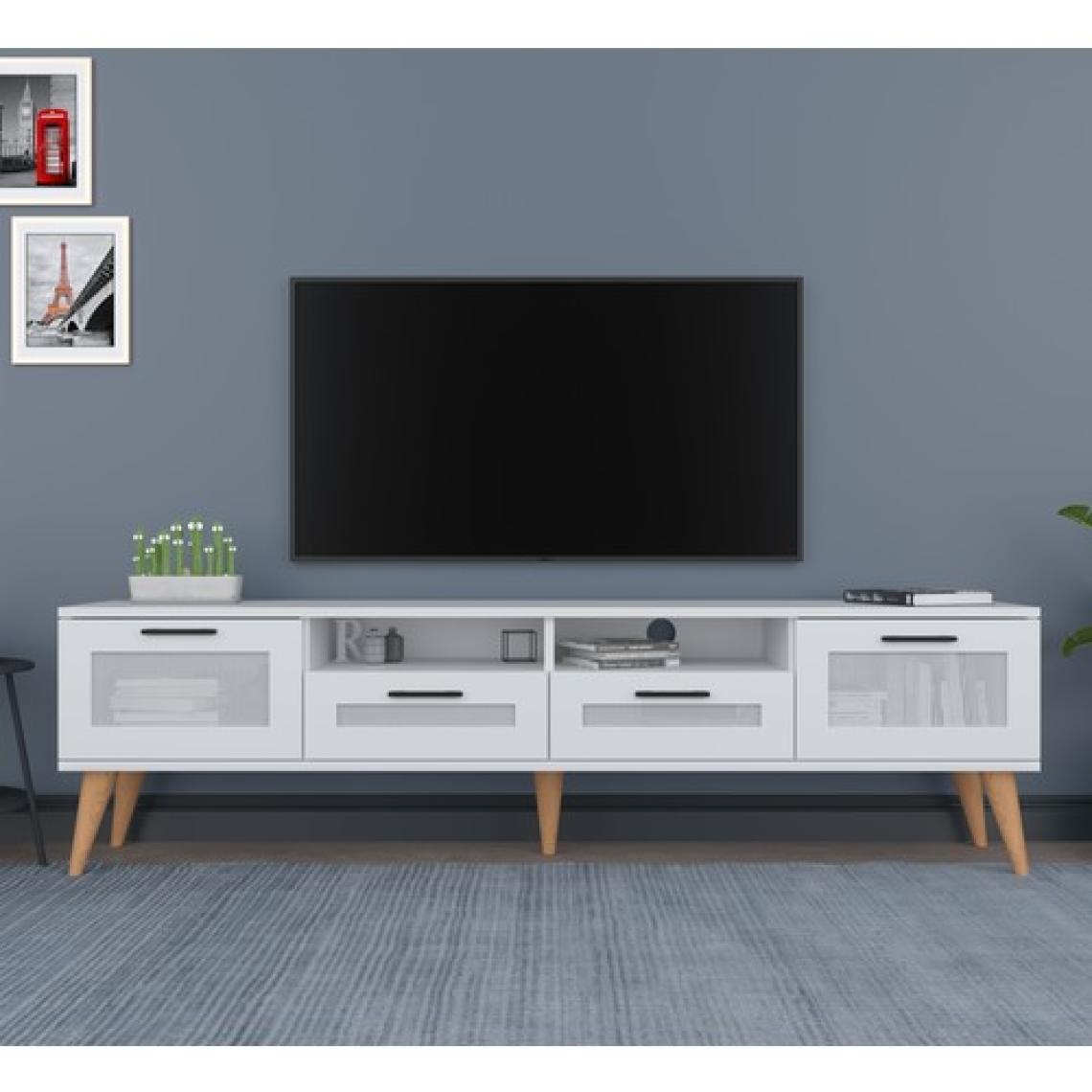 Avanos Ahşap Ayaklı 180 cm Beyaz Tv Ünitesi